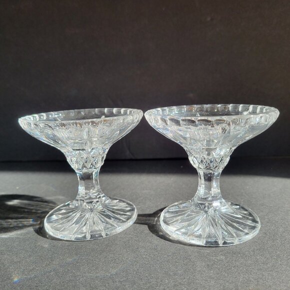 Gorham Crystal King Edward Hurricane  Candle Lamp holders Set of 2 Base only - Picture 1 of 9